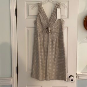 J crew silk dress NWT grey polka dot